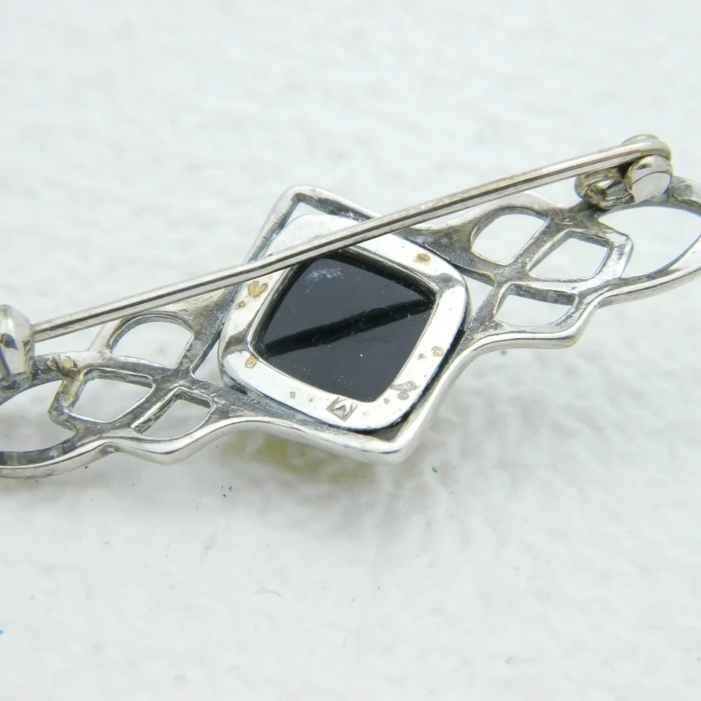 Sterling Silver Amber Brooch